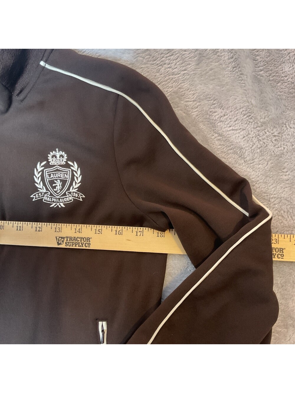 Lauren Active Ralph Lauren Brown Track Jacket Women Size Petite Medium - Picture 7 of 11